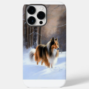 Coque Pour Pour iPhone 14 Pro Max Rough Collie Laisser Neige Noël