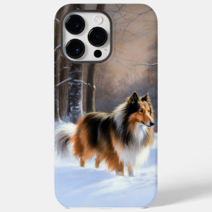 Coque Pour Pour iPhone 14 Pro Max Rough Collie Vive la neige Noël