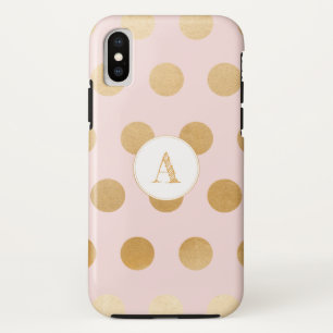 Coque Case-Mate Pour iPhone Rougissent le rose avec le grand pois d'or,