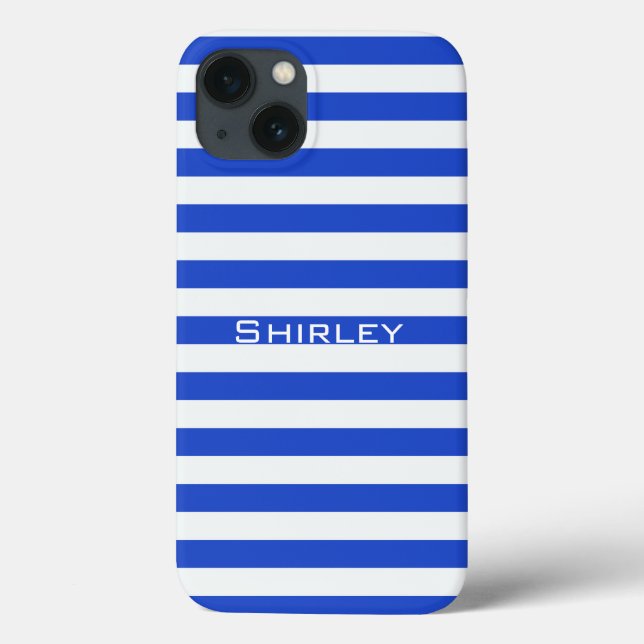 Coques Case-Mate iPhone Royal Blue Combination Stripes par Shirley Taylor (Verso)
