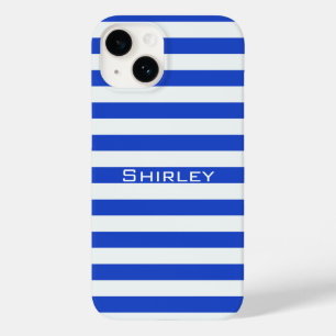 Coque Pour iPhone 14 Royal Blue Combination Stripes par Shirley Taylor
