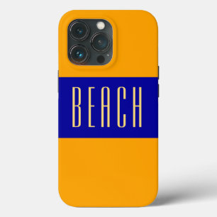 Case-Mate iPhone Case Royal Blue Yellow Orange Stripes Slide BEACH Texte