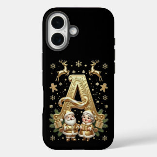 Coque Pour iPhone 16 Royal Gold Letter A Luxury Black iPhone 16 Tough 