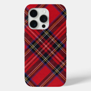 Coque iPhone 15 Pro Royal Stewart tartan rouge noir plaid