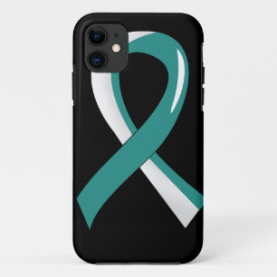 Coques Pour iPhone Ruban blanc turquoise 3 de cancer du col de