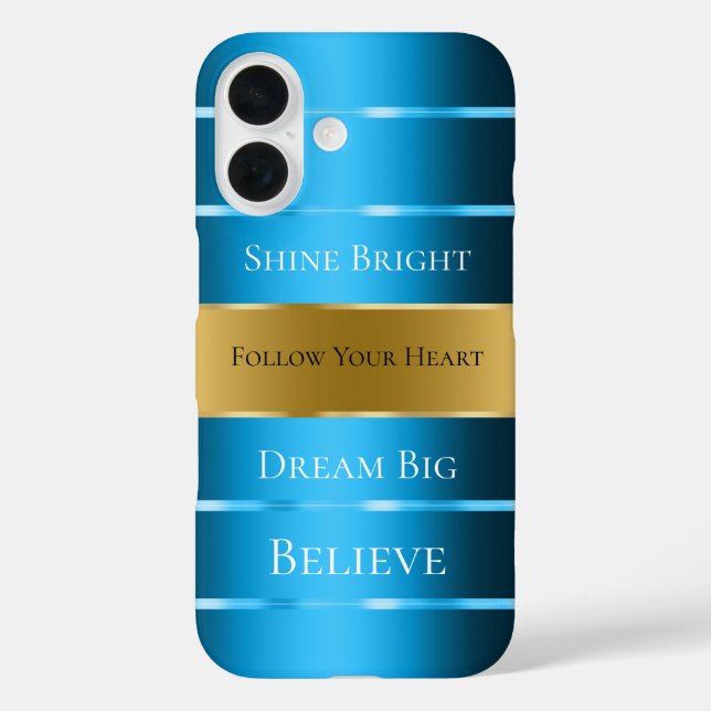 Coques Case-Mate iPhone Ruban bleu glam or (Verso)