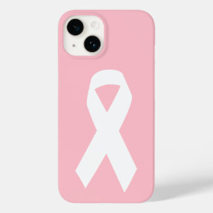 Coque Pour iPhone 14 Ruban de sensibilisation rose et blanc