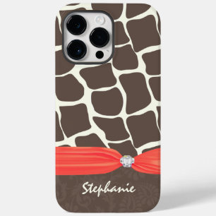 Coque Pour Pour iPhone 14 Pro Max Ruban imprimé Motif Giraffe et strass