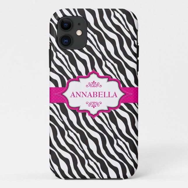 Coques Case-Mate iPhone Ruban rose zèbre (Dos)