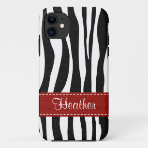 Coque iPhone 11 Ruban rouge à impression Zebra