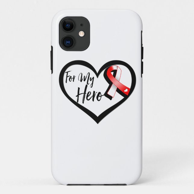 Coques Case-Mate iPhone Ruban rouge et blanc pour mon héros (Dos)
