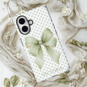 Coque Pour iPhone 16 Ruban vintage à pois Personnalisé
