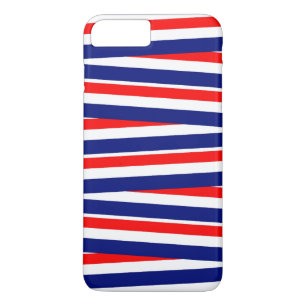 Coques Pour iPhone Rubans Rouges, Blancs et Bleus
