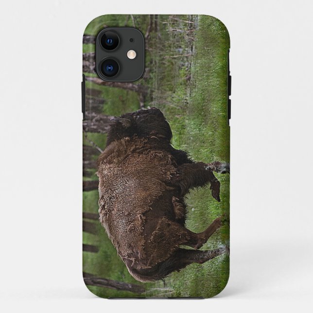 Coques Case-Mate iPhone Running Buffalo & Forest, Bison-lover's Design (Dos)
