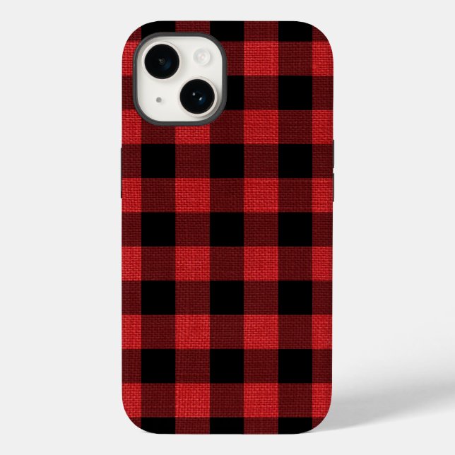 Coques Case-Mate iPhone Russe Buffle noir Plaid Motif lin rouge photo (Verso)