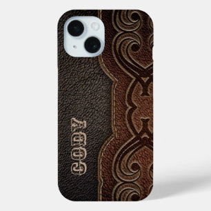 Coque Pour iPhone 15 Russe cowboy mode brun pays occidental