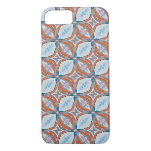 Coque iPhone 8/7 Rust unique, Turquoise, Bleu clair et rose Motif D
