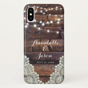 Case-Mate iPhone Case Rustic Barn String Lights Wood Lace Mariage Téléph
