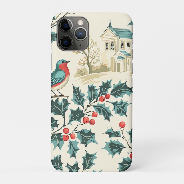 Coques Case-Mate iPhone Rustic Bird et Poinsettia Motif de Noël (7) (Dos)