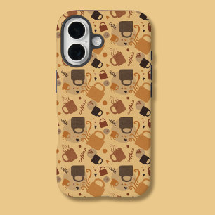 Coque Pour iPhone 16 Rustic Coffee Love - Mug and Heart Motif