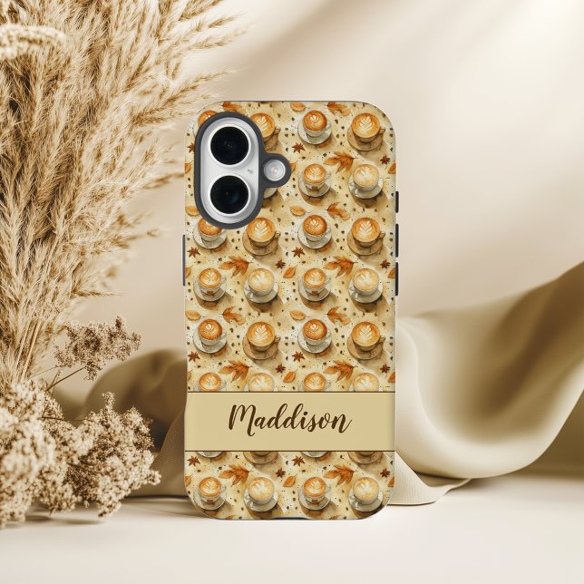 Coques Case-Mate iPhone Rustic Fall Latte Motif avec feuilles d'automne (Créateur téléchargé)