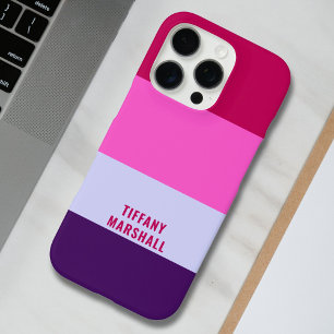 Coques iPhone 16 Pro Sac fourre-tout Motif à rayures roses et violettes