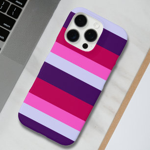 Coques iPhone 16 Pro Sac fourre-tout Motif à rayures roses et violettes