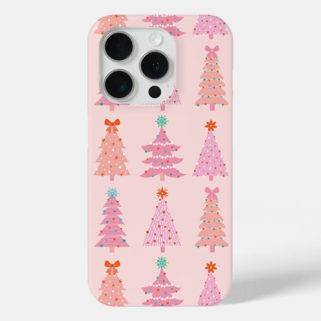 Coques Case-Mate iPhone Sacoche téléphonique Pink Vintage Christmas Trees (Verso)