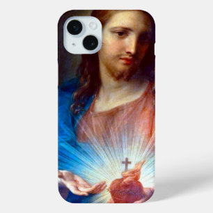 Coque iPhone 15 Mini Sacré Coeur de Jésus