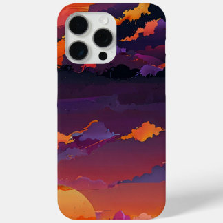 Coque iPhone 15 Pro Max Sacs téléphoniques Purple Sunset Horizon