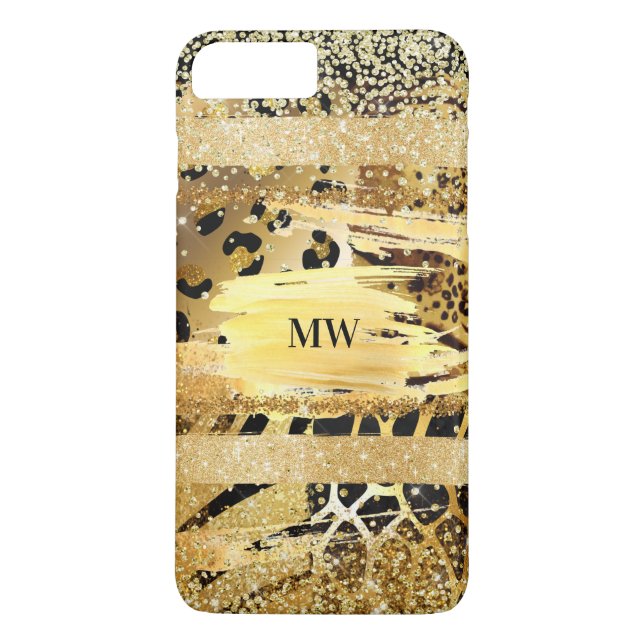 Coques Case-Mate iPhone Safari motif en peau d'animal parties scintillant  (Dos)