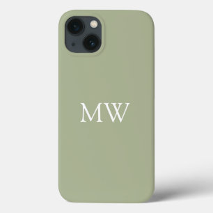 Case-Mate iPhone Case Sage Green Monogrammes Initiales Boho tendance