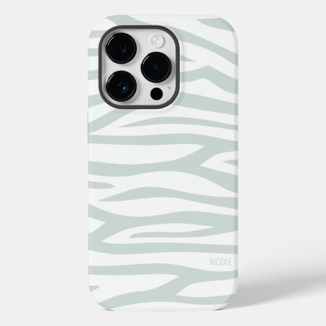 Coques Case-Mate iPhone Sage moderne Green Zebra Impression personnalisée (Verso)