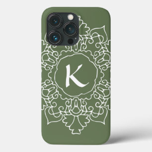 Case-Mate iPhone Case Sage Vert Mandala Monogramme Moderne Simple Person