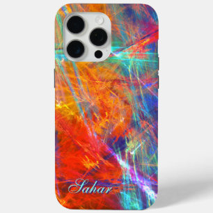 Coque iPhone 15 Pro Max Sahar - Nom personnalisé, Textures multicolores
