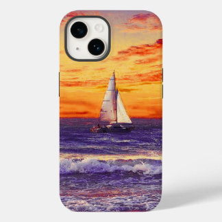 Coque Pour iPhone 14 saiboat sails in a calmar to great sunat