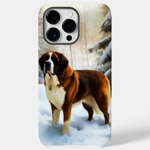 Coque Pour Pour iPhone 14 Pro Max Saint Bernard Laissez Tomber la Neige Noël