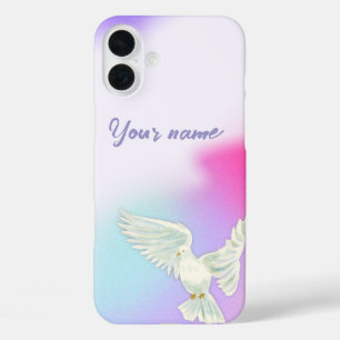 Coques iPhone 16 Plus Saint-Esprit Dove Nom personnalisé Foi chrétienne