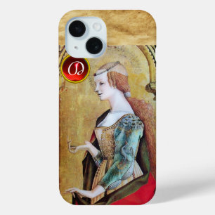 Coque Pour iPhone 15 SAINT MARY MAGDALENE Parchemin Ruby Gem Monogramme