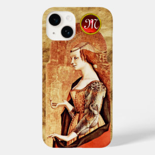 Coque Pour iPhone 14 SAINT MARY MAGDALENE Parchemin Ruby Gem Monogramme