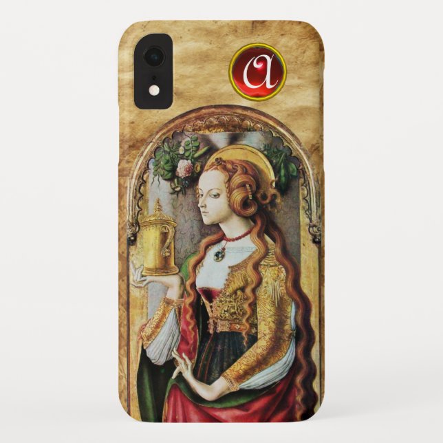 Coques Case-Mate iPhone SAINT MARY MAGDALENE Parchemin Ruby Gem Monogramme (Dos)