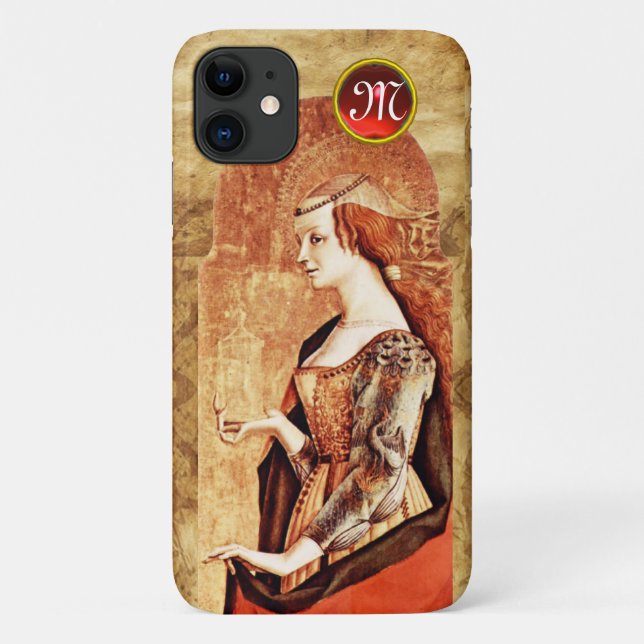 Coques Case-Mate iPhone SAINT MARY MAGDALENE Parchemin Ruby Gem Monogramme (Dos)