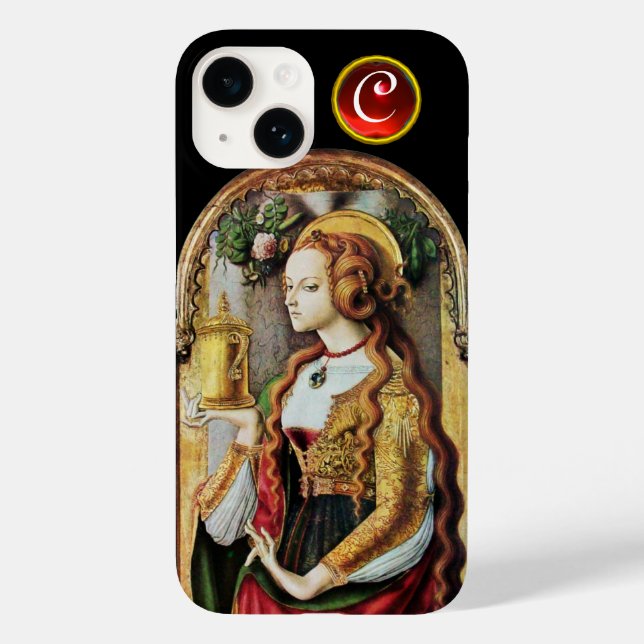 Coques Case-Mate iPhone SAINT MARY MAGDALENE Ruby Gem Monogramme, Noir (Verso)