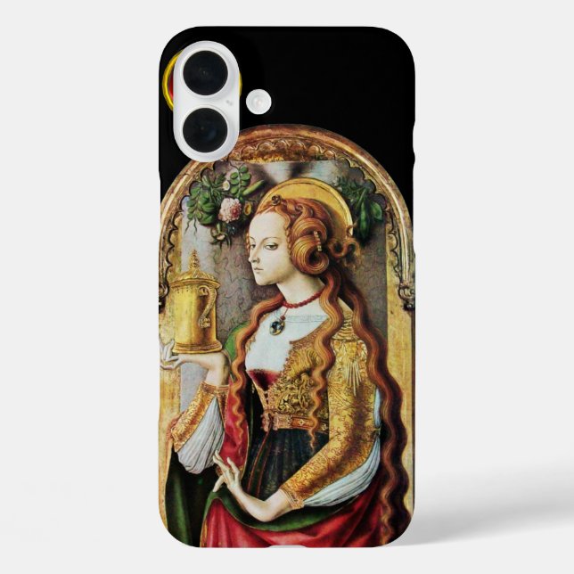 Coques Case-Mate iPhone SAINT MARY MAGDALENE Ruby Gem Monogramme, Noir (Verso)