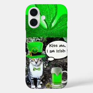 COQUE POUR iPhone 16 SAINT PATRICK'S DAY CHAT AVEC BIÈRE IRLANDAISE VER