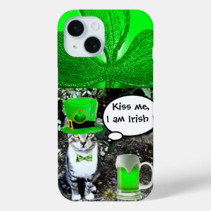 COQUE POUR iPhone 15 SAINT PATRICK'S DAY CHAT AVEC BIÈRE IRLANDAISE VER