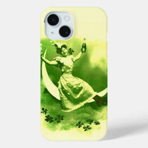 COQUE POUR iPhone 15 SAINT PATRICK'S DAY LUNE LADY AVEC SHAMROCK