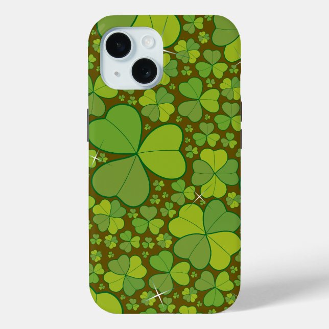 Coques Case-Mate iPhone Saint Patrick's Day Shamrock vert Motif de trèfle (Verso)