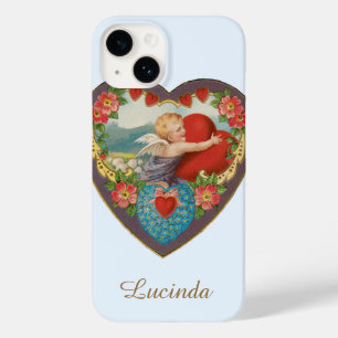 Coques Pour iPhone Saint-Valentin vintage, cœurs de chérubin victorie