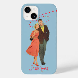 Coque Pour iPhone 14 Saint-Valentin vintage, cœurs flottants romantique